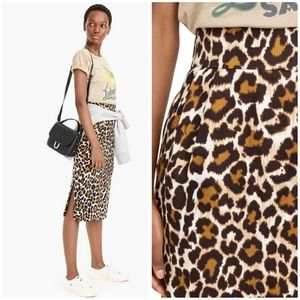 NWOT J. Crew Linen Leopard Print Skirt Size 2 Petite